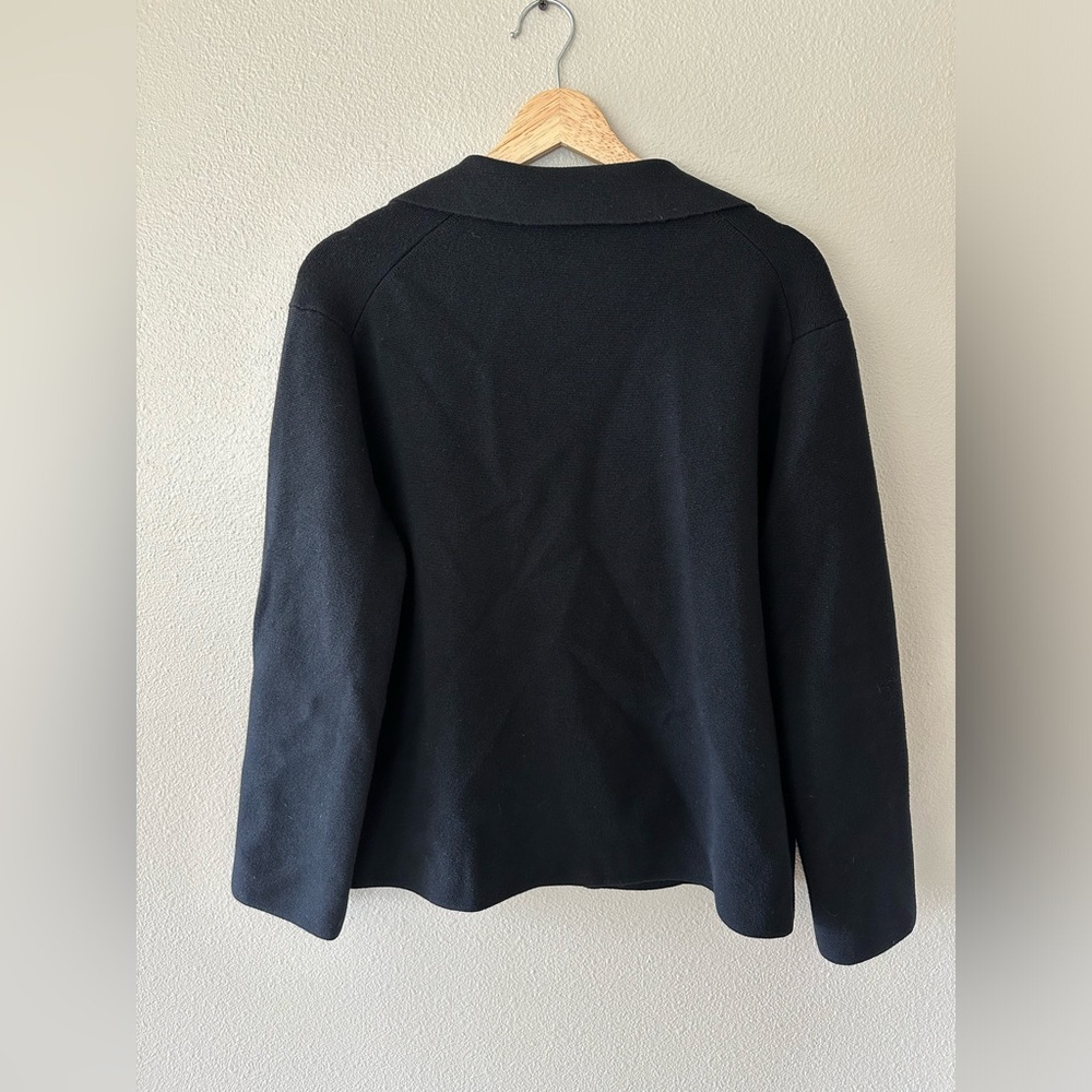 J Crew Blazer Black Cotton Wool Blend Stretch Cardigan Size L - Picture 8 of 8
